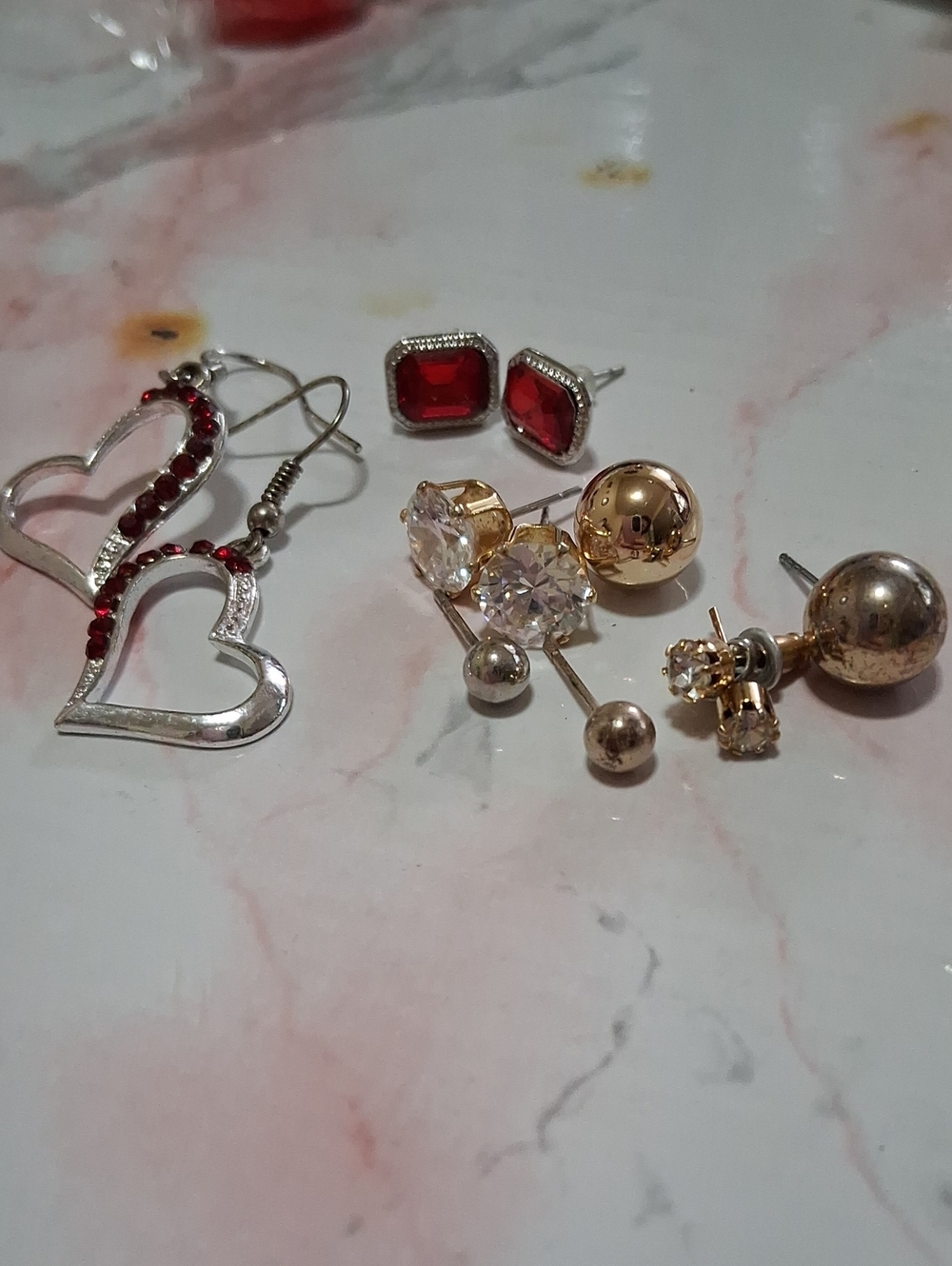 Source Unknown Red and Gold Mixed Earring Set - Women Jewelry
